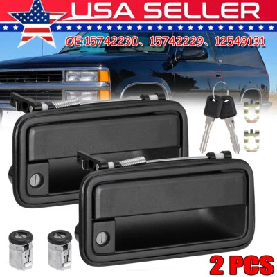 Exterior Door Handle w/ Lock Cylinder For Chevrolet C1500 GMC K1500 95-00 Front - Изображение 1 из 4