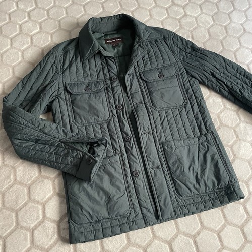 Michael Kors Giacca Trapuntata Verticale Cappotto Shacket Puffer Verde Scuro Uomo Taglia S