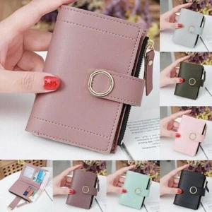 Ladies Short Small Money Purse Wallet Women PU Leather Folding Coin Card Holder - Picture 1 of 19