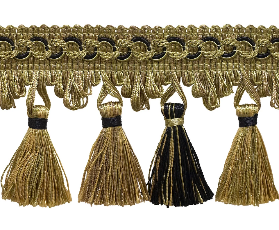 Taupe Black 2.75" Tassel Fringe Trim Midnight Meadow [5 Yards] - Image 1 of 1