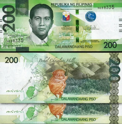 Philippines 200 Piso 2020, UNC, 2 Pcs PAIR, Consecutive, P-226, Prefix N - Image 1 of 4