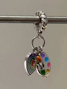 ARTIST PALLETTE HEART s925 Sterling Silver Charm by Charm Heaven NEW - Picture 1 of 4