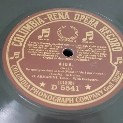 Giuseppe Armanini - Verdi AIDA - Columbia Rena Opera 78RPM 10" - Image 1 of 2