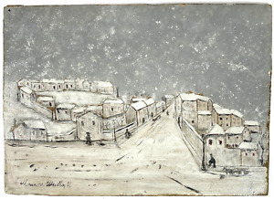 Listed Artist Maurice Utrillo (1883-1955) Signed Winter Oil On Board Provenance
