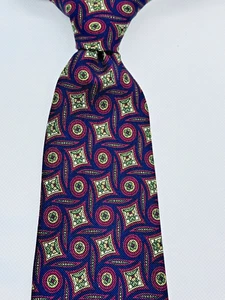 Abercrombie & Fitch Durable Goods Necktie VTG Silk Diamonds Red Blue 57"L 4"W - Picture 1 of 5
