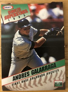 1995 Kraft Singles Superstars Andres Galarraga #21 Rockies First Base Low-Grade