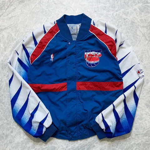 VTG 90s NBA New Jersey NETS CHAMPION NYLON ZIP JACKET SIZE S Cover