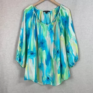 Top donna Zac & Rachel acquerello Popover taglia 2x manica a palloncino catena artistica - Foto 1 di 11