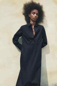 VESTIDO CAMISERO POPELINA COLECCIÓN ZARA ZW NUEVO CON ETIQUETAS S $80 - Imagen 1 de 10