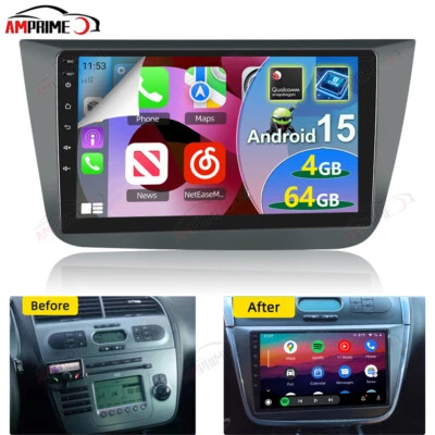AMPRIME Qualcomm 4+64GB Autoradio Für Seat Altea XL 2004-2015 Android 15 NAV GPS Carplay
