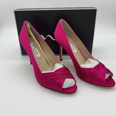 Zapatos de salón de noche Nina para mujer Rhiyana talla 8,5 rosa persa punta abierta nuevos Foto 1 de 4