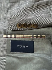 40R Burberry London Sport Coat Blazer Jacket Mini Houndstooth Pink Check Gray - Picture 1 of 15