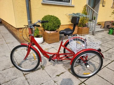 24 Zoll Dreirad für Erwachsene 7 Gang Faltbar Fahrrad Tricycle Klappbar mit Korb - Bild 1 von 4