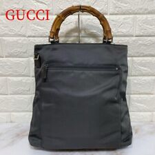 Gucci Handbag Tote Bag Canvas Bamboo A4 Gray Women's Authentic