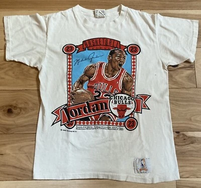 VTG MICHAEL JORDAN 80s Single Stitch Nutmeg Chicago Bulls NBA Shirt Adult Medium - Image 1 of 4