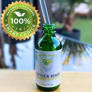 Ginger Root Tincture Organic Liquid Herbal Drops 2 FL OZ Natural Nausea Relief - Picture 1 of 11