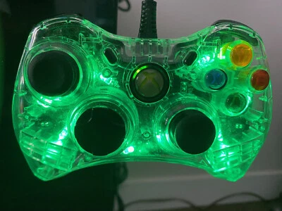 AFTER GLOW XBOX 360 OEM GREEN two controllers wired Authentic TESTED WORKS   *2* - Image 1 of 3
