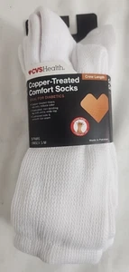 3 Pairs Copper Treated Comfort Socks Unisex S/M Mens Womens White Crew Brand New - Picture 1 of 2