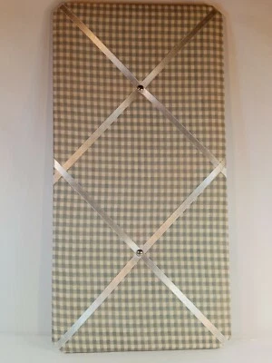 Bulletin Board With Ribbons Fabric Memo And Photo 20 x 10  green and white check - Image 1 of 2