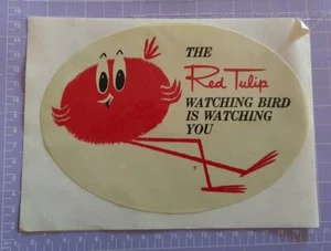 The Red Tulip Watching Bird is watching you Sticker 18cm x 14cm approx As per im - Picture 1 of 1