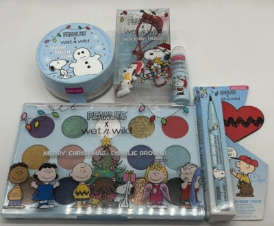 5PC Peanuts X Wet n Wild Set ~ Palette , Lipstick,  Powder , Eye Liner  & Curler - Image 1 of 4