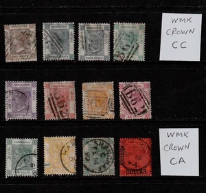 HONGKONG - China, 1863-1901 verschiedene 2c bis 1 Dollar, CC & CA Wasserzeichen Lot - Bild 1 von 2