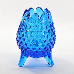 Fenton Glass Colonial Cobalt Blue Hobnail 3 Footed Egg Shaped Vase - Picture 1 of 10