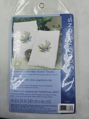 Dimensions 2 Botanical Butterflies Guest Towels For Crewel Embroidery New  - Image 1 of 3