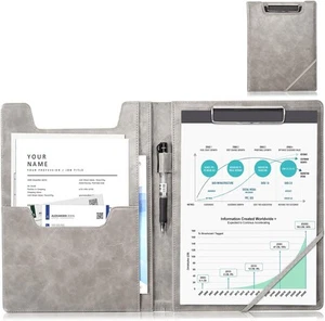 ProCase Clipboard Folder Portfolio, Leather Business Padfolio Organizer Grey - Picture 1 of 7