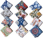 Assorted Cloth Napkins Set Hand Block Floral Printed Cotton Dinner Table Napkins