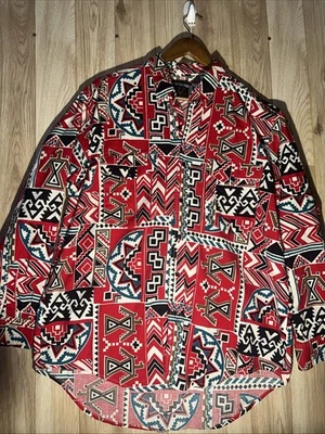Camisa vintage Frontier Series azteca con estampado total Southwestern para hombre XL Foto 1 de 4