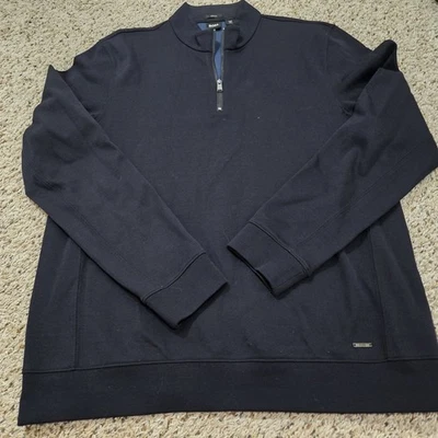 HUGO BOSS Half 1/4 Zip Mock-Neck Long Sleeve Pullover XL Navy Blue - Image 1 of 4
