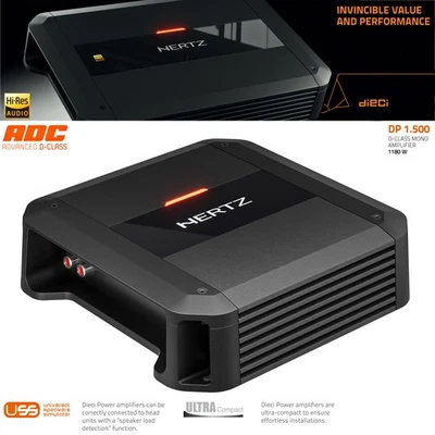 Verstärker Hertz DP 1.500 Mono 1-Kanal D Class Subwoofer-Endstufe 500 Watt RMS - Bild 1 von 4