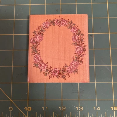 Estampilla de goma vintage corona de rosas flores 593H estampida de goma Foto 1 de 3