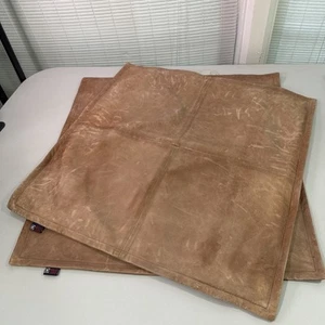 Dolly Lamb Genuine Leather Pillow Covers Set Of 2 Brown 21” Square READ - Picture 1 of 19