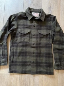 CC Filson Wool Jac-Shirt Mackinaw Olive Brown Plaid Heavy Flannel CPO Seattle XS - Picture 1 of 11