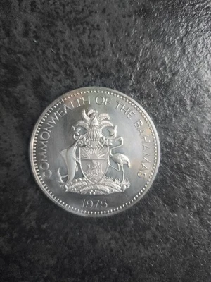 1975 The BAHAMAS Independence Flowers VINTAGE Old Proof Silver $10 Coin i104590 - Photo 1/2