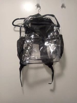 Unbranded Clear Large Plastic Stadium Approved Clear Backpack Black - Image 1 of 4