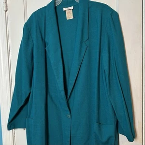 Roaman’s Teal Vtg Woman’s Lightweight Blazer Sz- B2 ? - Picture 1 of 9