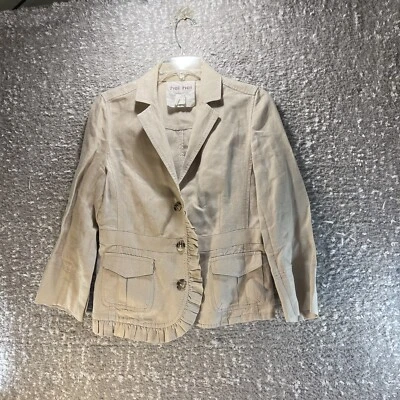 Chaqueta Blazer Hei Hei Anthropologie Para Mujer Marrón Tostado Lino Landmarks Talla 4 Foto 1 de 4