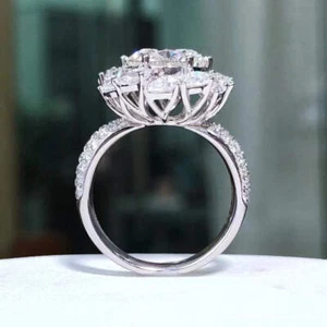 3CT Round Cut Moissanite Engagement Ring 18K Gold Plated GRA Certificate - Picture 1 of 8