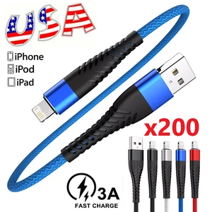 Braided Fast Charger Cable Heavy Duty USB lot Cord For iPhone 14 13 12 11 X XR 8 - Picture 1 of 11