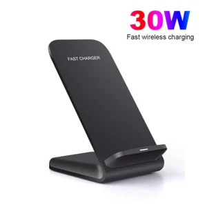 30W Quick Wireless Charger Dock Stand For Apple iPhone Samsung Huawei Cell Phone - Picture 1 of 12