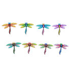 8 Pcs Iron Little Dragonfly Wall Decoration Animal Sculptures Art