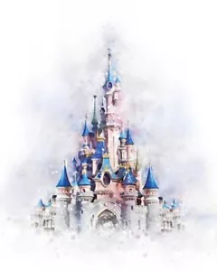 Disney Schloss Aquarell Druck 4 ca. 8”x10” 1 Option wählbar - Bild 1 von 2