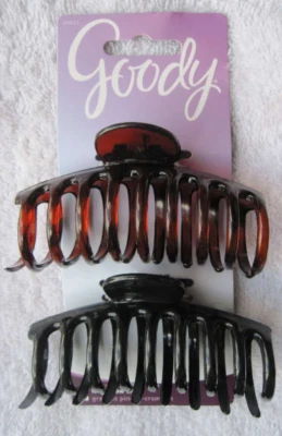 2 clips de garras Goody negro ámbar caparazón de tortuga marrón curvado redondeado clip de mandíbula Foto 1 de 4