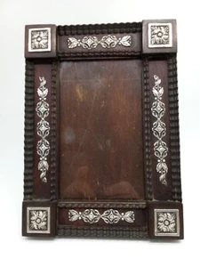 Cuadro victoriano antiguo marco de madera cuadros marcos plata esterlina y vidrio años 1900 - Imagen 1 de 5