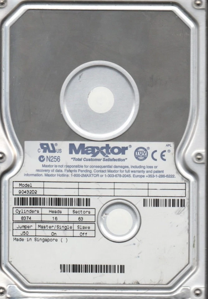 4.3 GB IDE Maxtor 90432D2 P-ATA Ultra ATA/33 5400RPM 256KB HDD 3.5" Hard Drive - Image 1 of 1