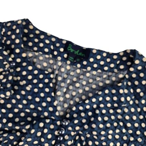 Boden WH144 8R Blue Polka Dot Floral 3/4 Sleeve Pearl Button Knee Length Dress - Picture 1 of 7