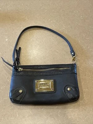 Nicole Miller Negro Dorado Imitación Cuero Cierre con Cremallera Bolso sin asas Cartera Bolso de mano Foto 1 de 4